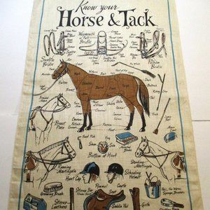 Vintage NWOT Linen Kitchen Tea Towel * Know Your Horse & Tack